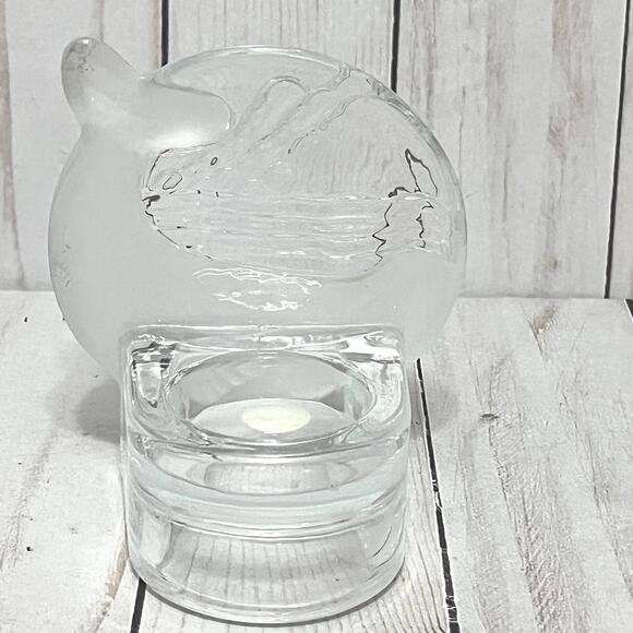 Vintage 1990's PARTYLITE Retired Frosted Whale Sea Ocean Tea Light Candle Holder - Picture 5 of 9